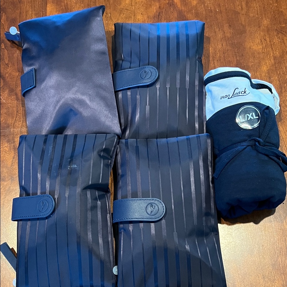 Lot of 4 Lufthansa business class amenities kit + 1 new & 1 used sleep shirts